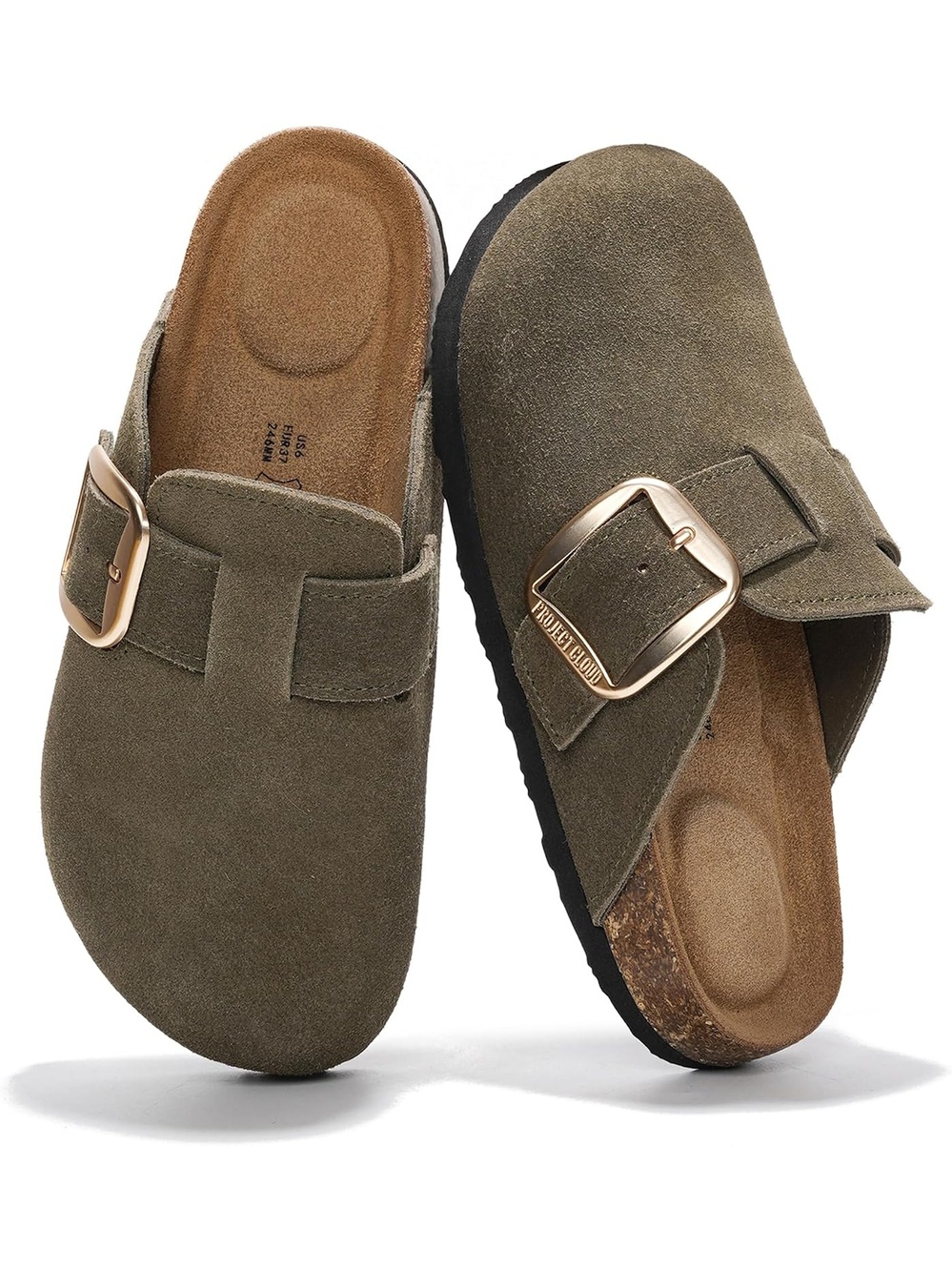 Women's Olive Closed Toe Slip On Arch Support Platform Heel Mules Clogs Shoe